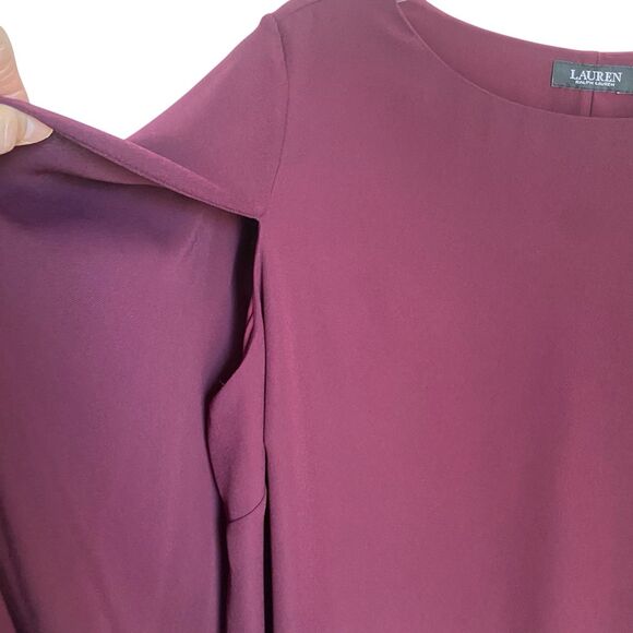 Ralph Lauren Black Label Cape Mini Dress 20W Burgundy Glam Evening Wear Party - Picture 8 of 10